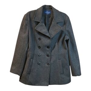 Mackintosh of New England Heather Grey 100% Wool Double Breasted Coat Size 12